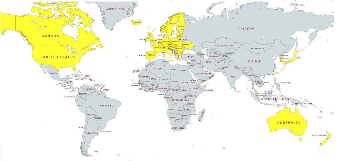 Карта мира страны 2022