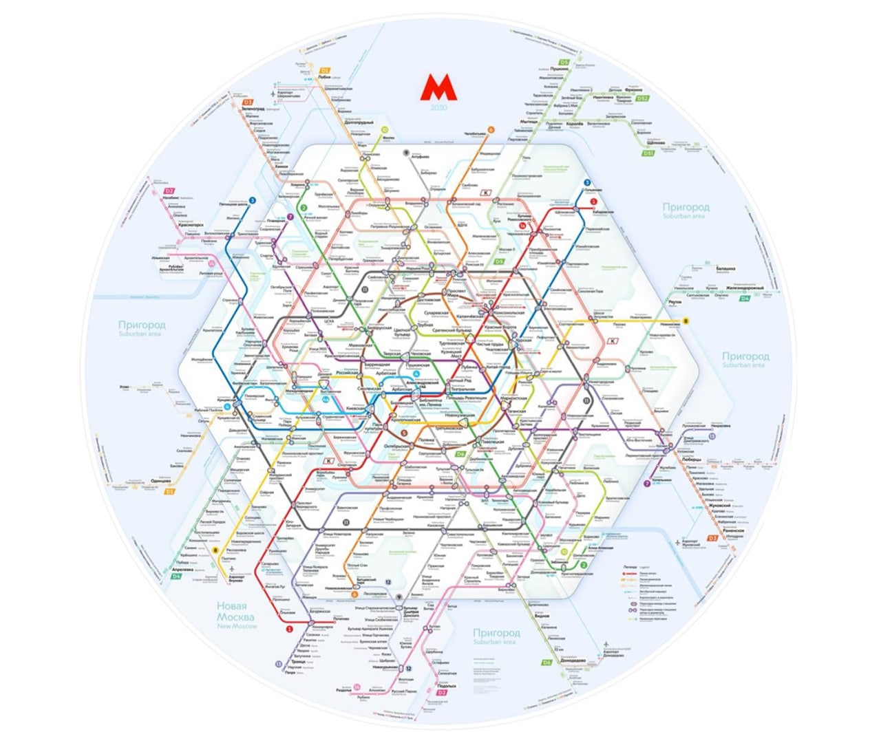 Карта метро на 2030 год Москва