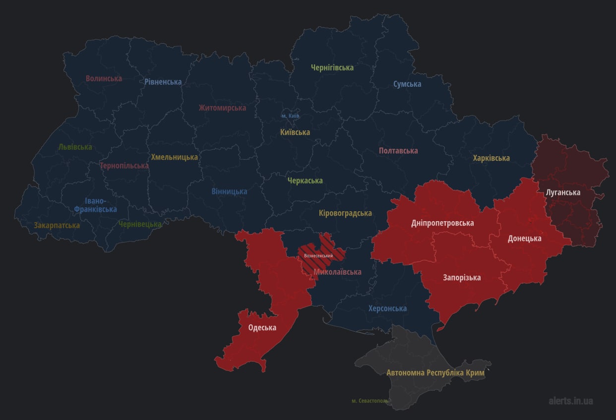 Карта украины сегодня тревога