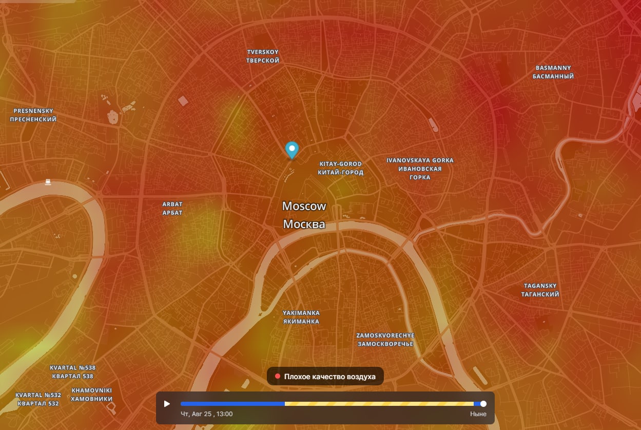 Карта грязного воздуха в москве