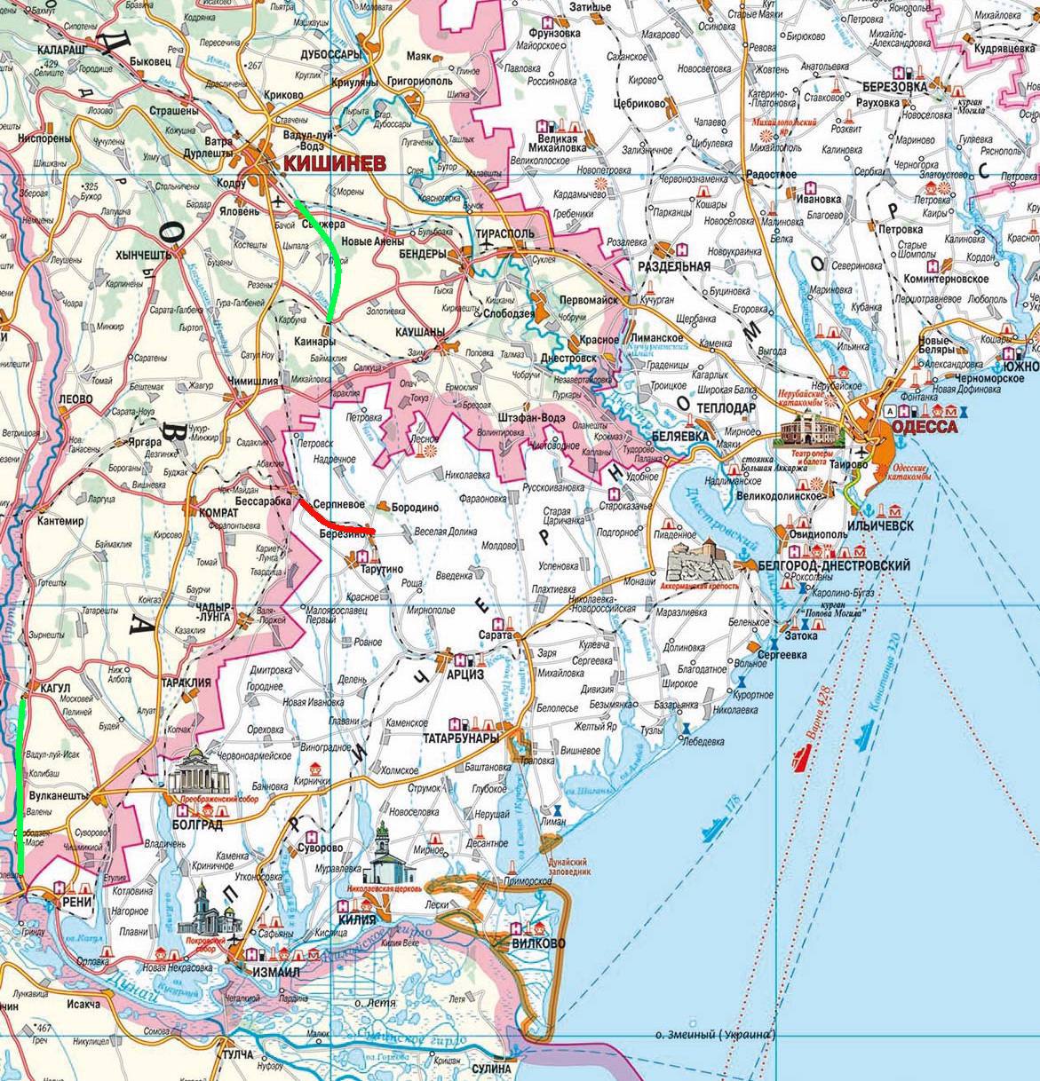 Карта одесской области подробная с городами