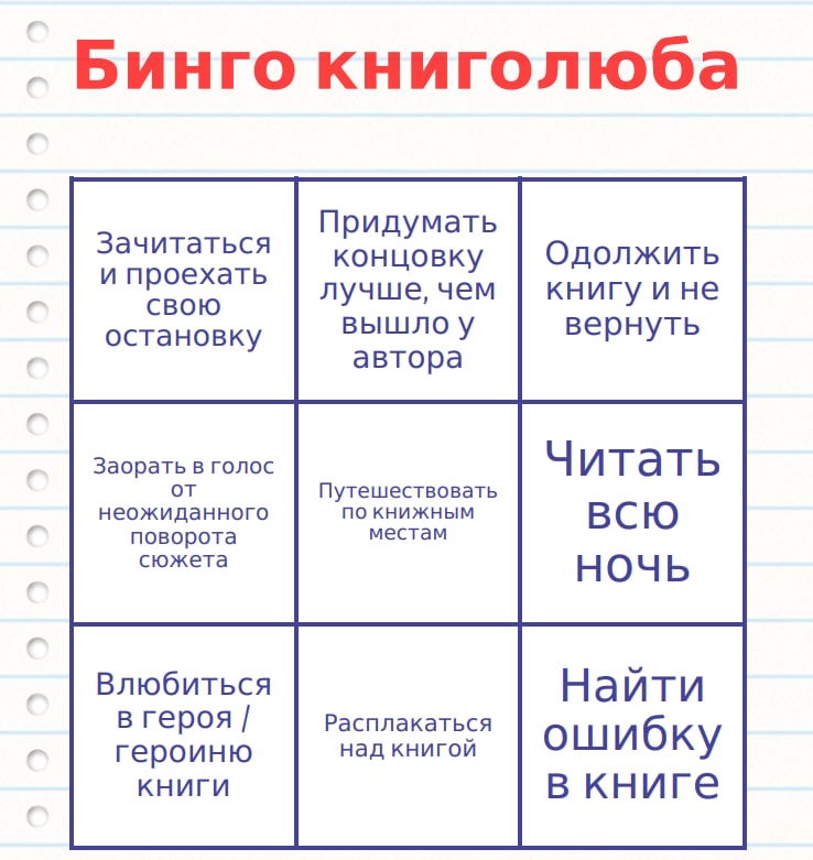 Итоги 2023 бинго. Книжное Бинго.